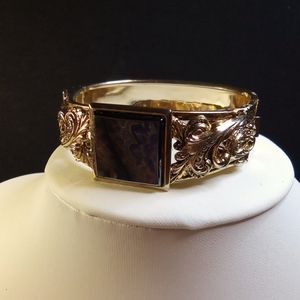 Vintage Edwardian Style Bangle Filigree Design in Gold